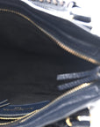 Chevre Gold Metallic Edge Hardware Mini City Bleu Nuit Dark Sea