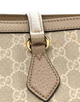 GG Supreme Monogram Textured Dollar Calfskin Web Medium Ophidia Shopping Tote Beige Mystic White Oatmeal