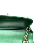 Metallic Caviar Quilted Mini Rectangular Flap Green