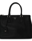 City Calf Hand Stitched Large Galleria Double Zip Tote Black