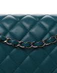 Lambskin Quilted Jumbo Double Flap Turquoise