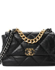 Goatskin Quilted Large CHNL 19 Flap Black