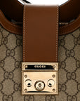 GG Icon Monogram Padlock Shoulder Bag Beige Dark Brown