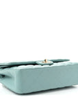 Caviar Quilted Medium Double Flap Light Blue