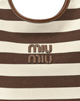 Canvas Calfskin Striped Ivy Cacao Naturale