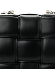 Lambskin Maxi Intreccio Padded Chain Cassette Crossbody Bag Black