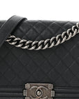 Caviar Quilted Medium Boy Flap Dark Grey