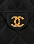 Shiny Crumpled Calfskin Quilted Medium CHNL 25 Handbag Black