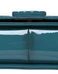 Patent Calfskin Quilted New Medium Plexiglass Boy Flap Turquoise