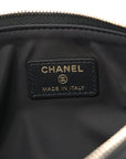 Velvet Effect Nylon Shiny Crumpled Calfskin Coco Neige Quilted Clutch With Chain Black