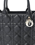 Calfskin Macro Cannage Medium Book Tote Black