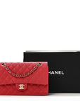 Caviar Quilted Medium Double Flap Red