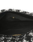 Tweed Quilted Large CHNL 19 Flap Black Silver Ecru