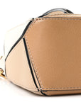 Calfskin Mini Woven Puzzle Bag Beige White