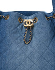 Washed Denim Quilted Small CHNL 25 Handbag Blue