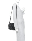 Paper Calfskin Maxi Intreccio Padded Cassette Crossbody Bag Black