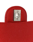 Caviar Quilted Mini Rectangular Flap Red