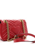 Calfskin Matelasse Mini GG Marmont Shoulder Bag Hibiscus Red