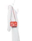 Patent Chevron Quilted Mini Square Flap Red