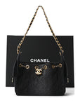 Washed Denim Quilted Mini CHNL 25 Handbag Black