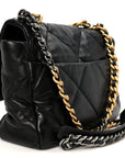 Goatskin Quilted Large CHNL 19 Flap Black