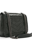 Crinkled Calfskin Matelasse Monogram Baby Niki Chain Satchel Dark Green