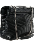 Calfskin Y Quilted Monogram Medium Loulou Chain Satchel Black