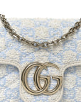 Sponge Boucle Matelasse Mini GG Marmont Shoulder Bag White Light Blue Grey