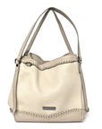 Grainy Calfskin Braided Small Canterbury Tote Beige