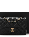 Lambskin Quilted Mini Rectangular Flap Black