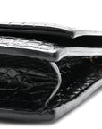 Calfskin Crocodile Embossed Kate Monogram Tassel Chain Wallet Black