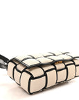 Canvas Intrecciato Padded Cassette Crossbody Bag Natural Black
