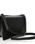 Grained Calfskin Quilted New Medium Boy Flap Black