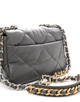 Lambskin Quilted Medium CHNL 19 Flap Dark Grey