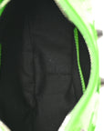 Extra Supple Calfskin Crocodile Embossed Le Cagole Shoulder Bag XS Acid Green