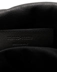 Agneau Silver Hardware Duffle Carry On Travel Bag Black