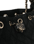 Denim Quilted Mini CHNL 25 Handbag Dark Blue