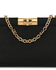 Satin Small Marlene Chain Clutch Black