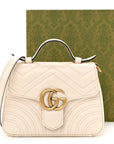 Calfskin Matelasse Mini GG Marmont Top Handle Shoulder Bag White