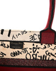 Canvas Embroidered Medium D1ORamour Graffiti Book Tote Latte Multicolor