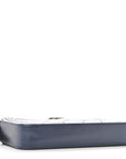 Metallic Caviar Quilted Small Boy Clutch With Chain Navy