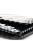 Glazed Calfskin Quilted Boy Wallet On Chain WOC Black