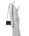 Shiny Calfskin Monochrome Crocodile Embossed Small Hourglass Evening Chain Bag Black
