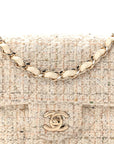 Tweed Quilted Mini Rectangular Flap Off White