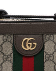 GG Supreme Monogram Mini Ophidia Top Handle Shoulder Bag Brown