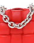 Lambskin Maxi Intreccio Padded Chain Cassette Crossbody Bag Nail Polish