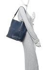 Goatskin Sangle Bucket Bag Blue