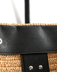 Raffia Calfskin Rive Gauche Tote Naturale Black