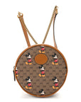 X DISNEY Mini Vintage GG Supreme Monogram Mickey Mouse Round Backpack Beige Vintage Sun Oil