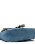 Denim Matelasse Mini Pearly GG Marmont Shoulder Bag Blue